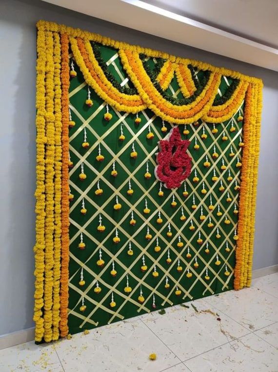 Traditional Marigold Stage Backdrop